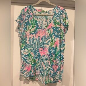 Lilly Pulitzer Etta v neck coral bay size xxl